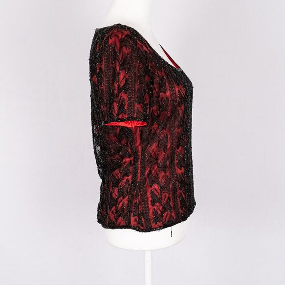 Vintage Laurence Kazar Beaded Top LARGE Whimsigoth Cocktail Evening Romantic - Picture 6 of 10